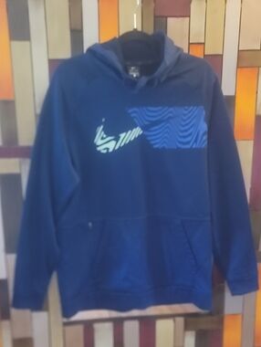 Nike Navy Hoodie with Bright Lime Swoosh and Royal Blue Panel